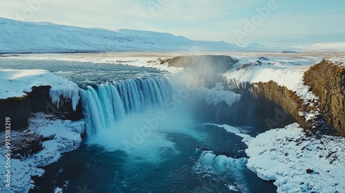 Wallpaper Mural Breathtaking winter landscape featuring the majestic godafoss waterfall in iceland Torontodigital.ca