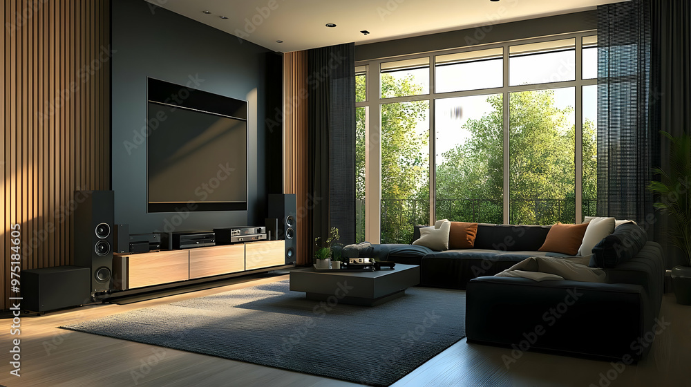 Fototapeta premium Modern Living Room Interior Design 3D Illustration
