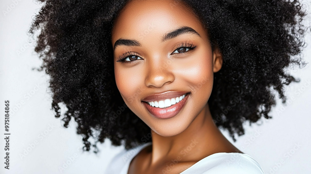 a smiling young african american woman with flawless skin a smiling young african american woman with flawless skin