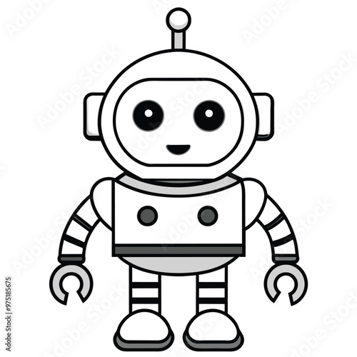 A joyful cartoon robot featuring a friendly smile flexible arms and a classic design perfect for childrens entertainment and educational materials