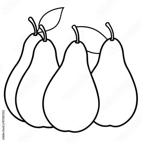 various pears outline coloring book page line art drawing