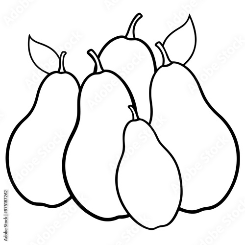 various pears outline coloring book page line art drawing