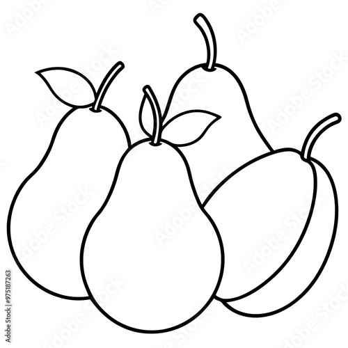 various pears outline coloring book page line art drawing