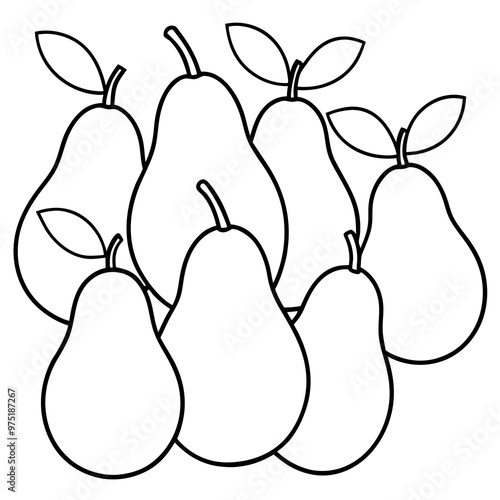various pears outline coloring book page line art drawing