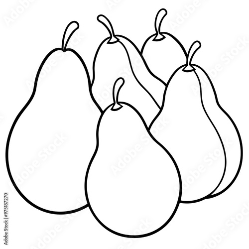 various pears outline coloring book page line art drawing