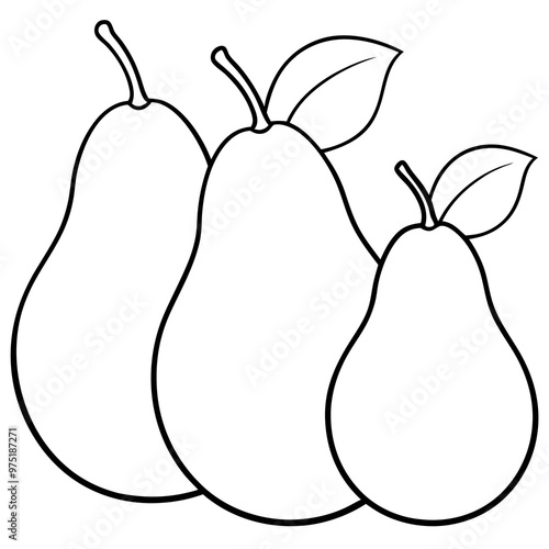 various pears outline coloring book page line art drawing photo