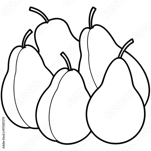 various pears outline coloring book page line art drawing
