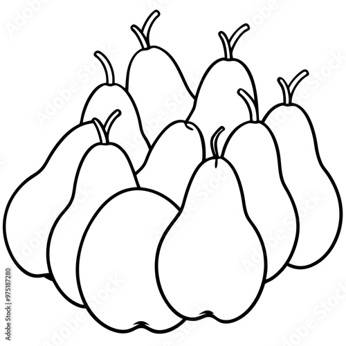 various pears outline coloring book page line art drawing