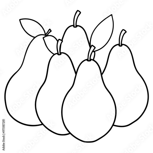 various pears outline coloring book page line art drawing