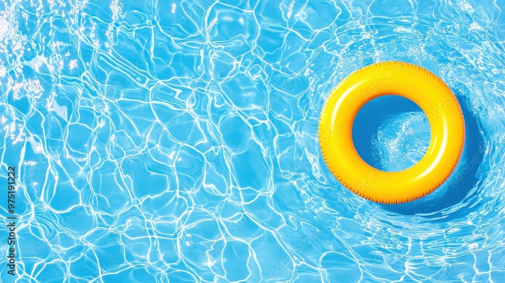 Yellow Inflatable Ring Floating in a Swimming Pool Yellow Inflatable Ring Floating in a Swimming Pool