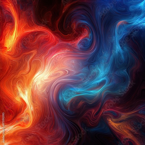 Vibrant Abstract Swirls of Red and Blue