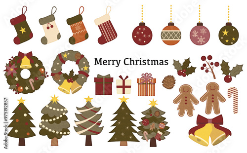 可愛いクリスマス手書き風イラストセット