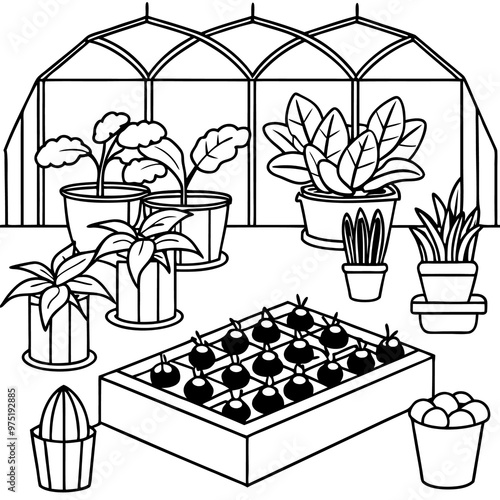 vegetable nursery outline coloring book page line art drawing