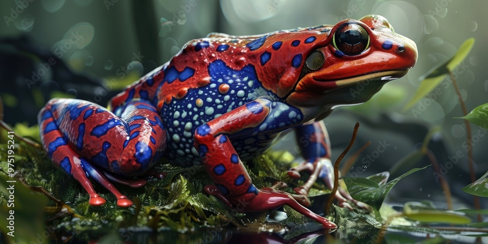 The poisonous frog in its natural habitat The poisonous frog in its natural habitat