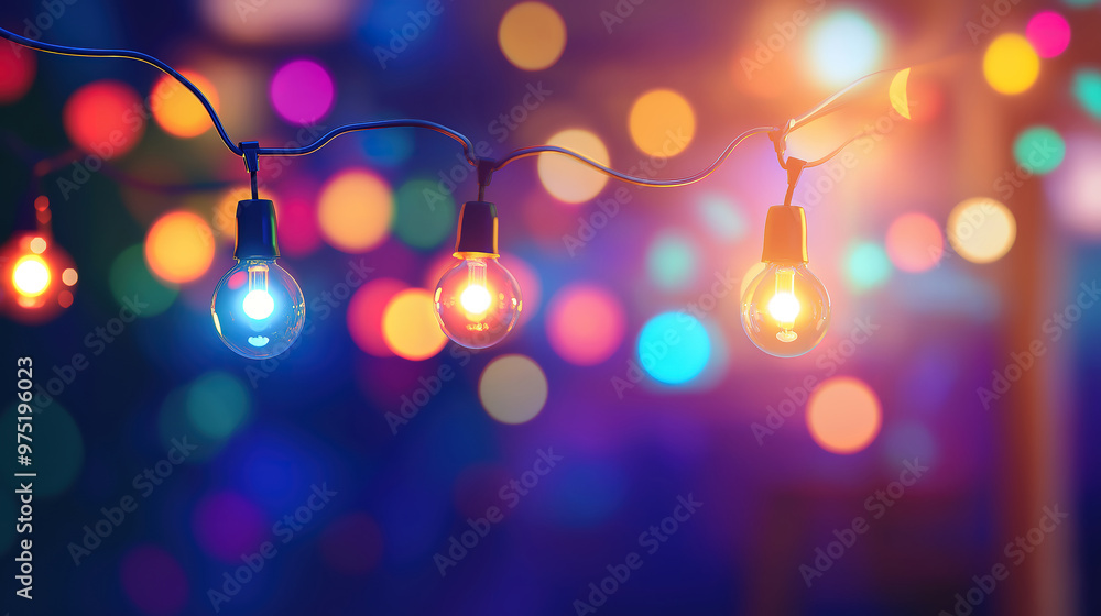 Festive Background with Vibrant Bokeh and Retro Party Lights Festive Background with Vibrant Bokeh and Retro Party Lights