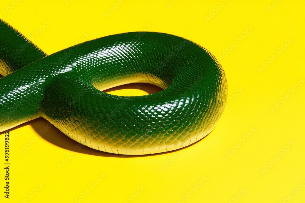 Obraz premium A modern and sleek digital illustration of a snake forming an infinity symbol representing endless possibilities and growth with a gradient of emerald and gold accents