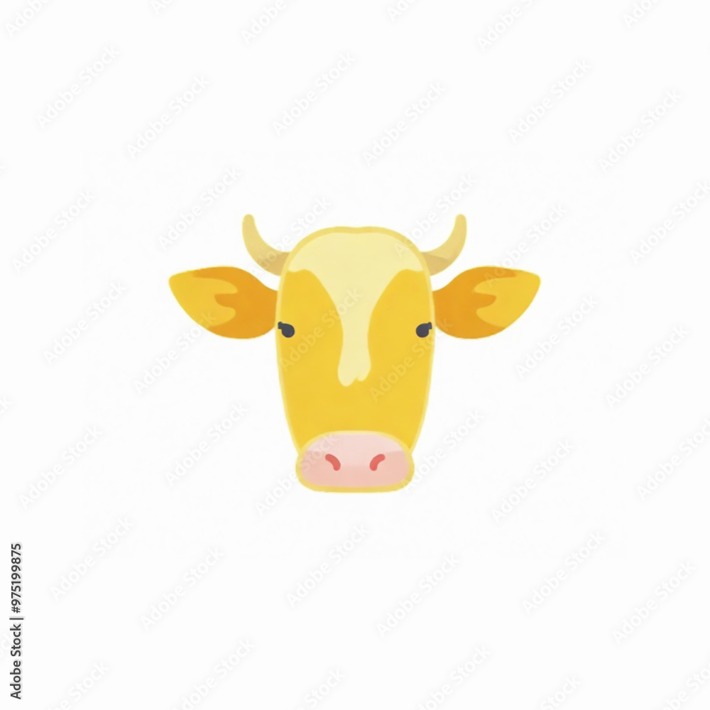 A close-up of a cow's head in a cartoon style. A close-up of a cow's head in a cartoon style.