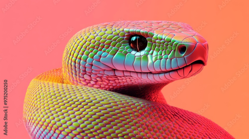 A modern and sleek digital illustration of a snake with intricate ...