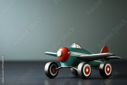 A vintage red car on a white background with a classic racing style and isolated on black photo