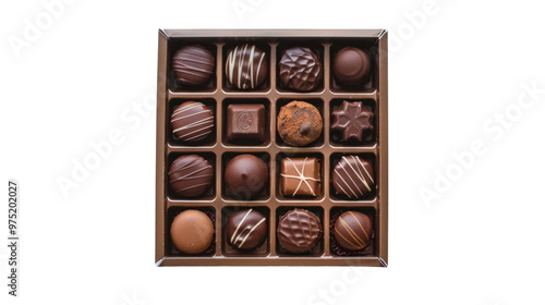 Box of chocolate candies on transparent background