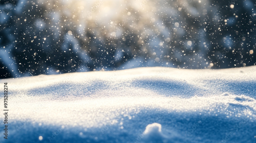 Stunning ultrawide background of gentle snowfall over serene snowdrifts in a winter landscape Stunning ultrawide background of gentle snowfall over serene snowdrifts in a winter landscape