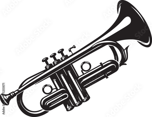 Trumpet silhouette vector, music instrument silhouette, Musical Equipment Silhouette Icon.