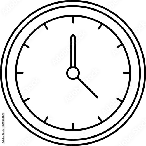 wall clock with clouds outline coloring book page line art drawing