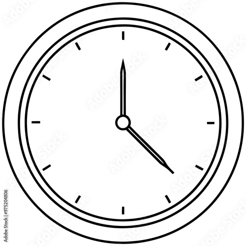 wall clock with clouds outline coloring book page line art drawing