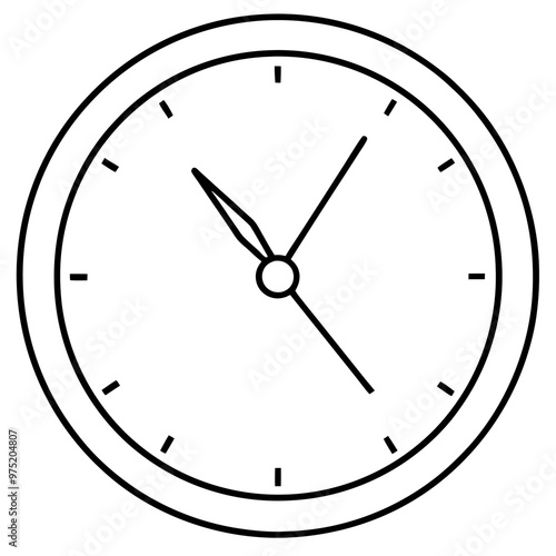 wall clock with clouds outline coloring book page line art drawing
