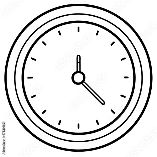wall clock with clouds outline coloring book page line art drawing