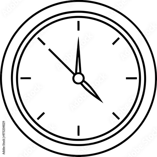 wall clock with clouds outline coloring book page line art drawing