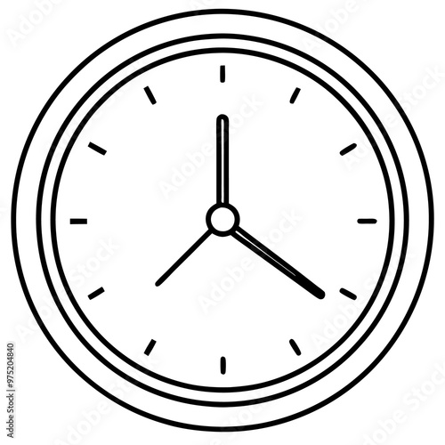 wall clock with clouds outline coloring book page line art drawing