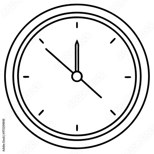 wall clock with clouds outline coloring book page line art drawing