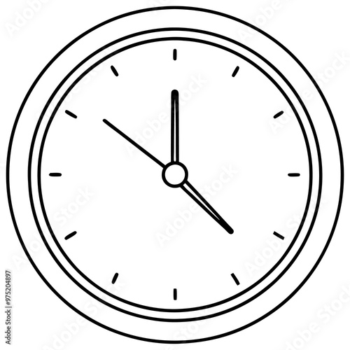 wall clock with clouds outline coloring book page line art drawing