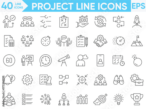 Project line icons vector and illustration set