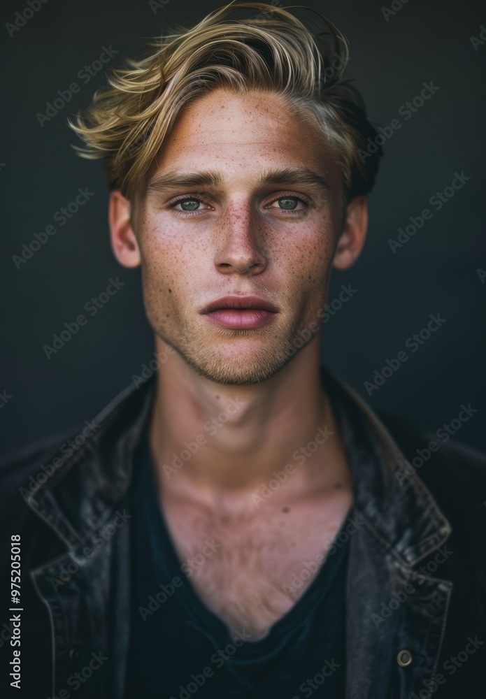Obraz premium Handsome young man with windswept hair