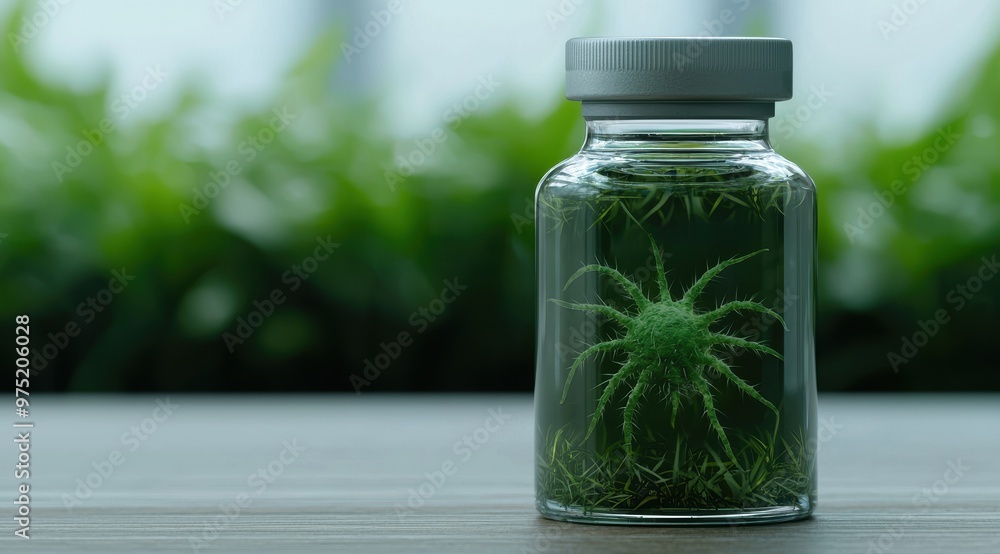 cannabis plant in glass jar cannabis plant in glass jar