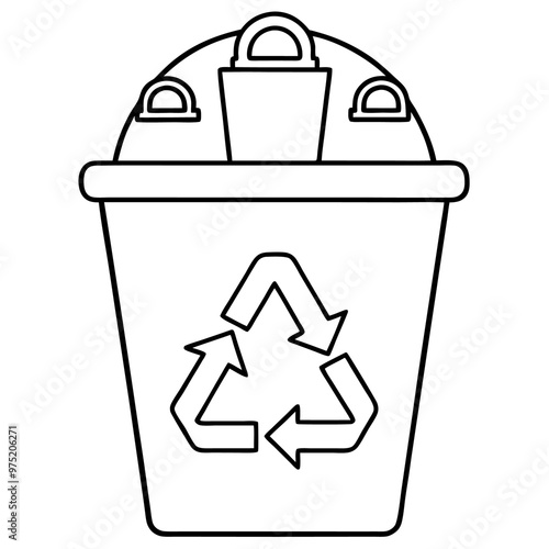 waste recycling concept outline coloring book page line art drawing