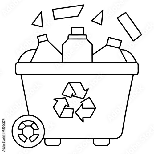 waste recycling concept outline coloring book page line art drawing