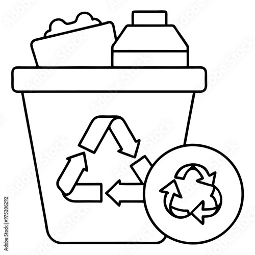 waste recycling concept outline coloring book page line art drawing
