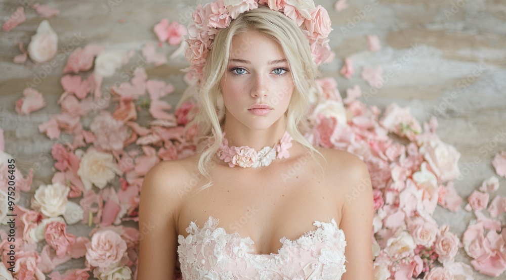 beautiful blonde woman in floral crown beautiful blonde woman in floral crown
