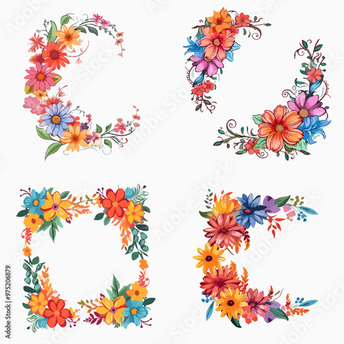 four flowery designs, each with a different color scheme
