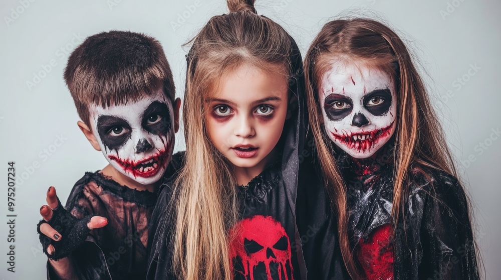 Group of children in Halloween costumes Group of children in Halloween costumes