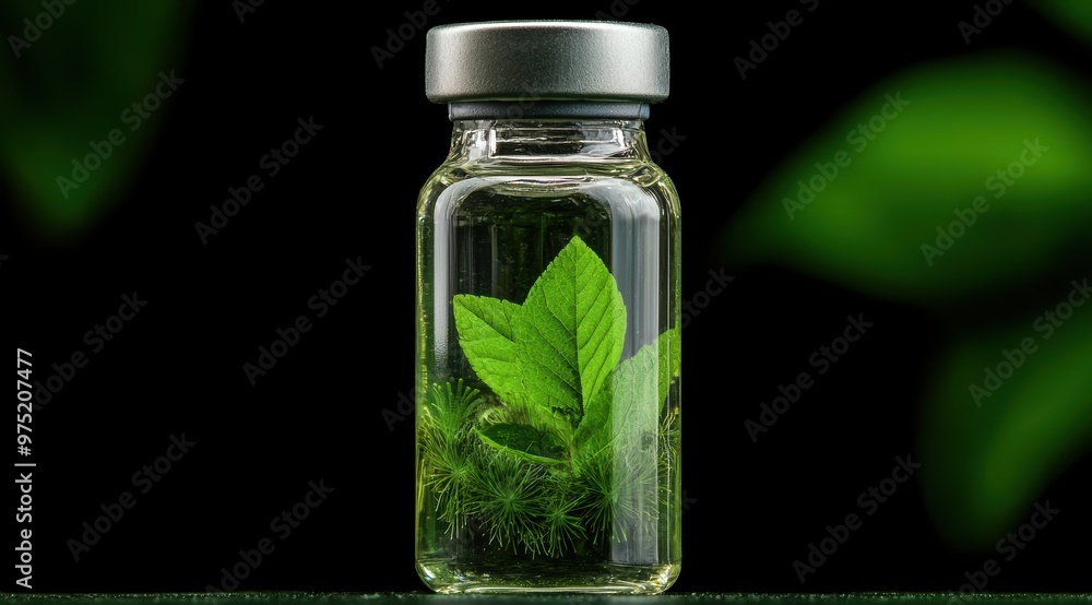 Herbal extract in glass bottle Herbal extract in glass bottle