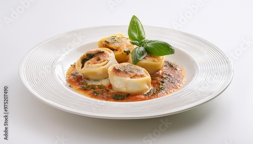 Wallpaper Mural Italian Food, Saltimbocca on white background isolated. Torontodigital.ca