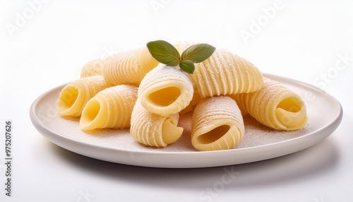 Italian Food, Sfogliatelle on white background isolated. photo