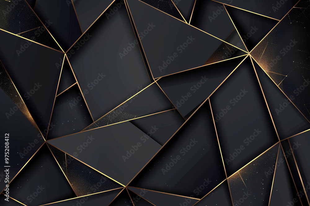 Abstract black background with golden geometric shapes, luxury and modern design for banner or poster, dark background with golden lines, boxs, squares and abstract elements. Abstract black background with golden geometric shapes, luxury and modern design for banner or poster, dark background with golden lines, boxs, squares and abstract elements.