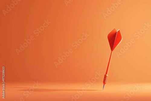 dart, target, precision, focus, achievement, orange background, single dart, standing upright, minimalistic design, sharp tip, concept of goals and success