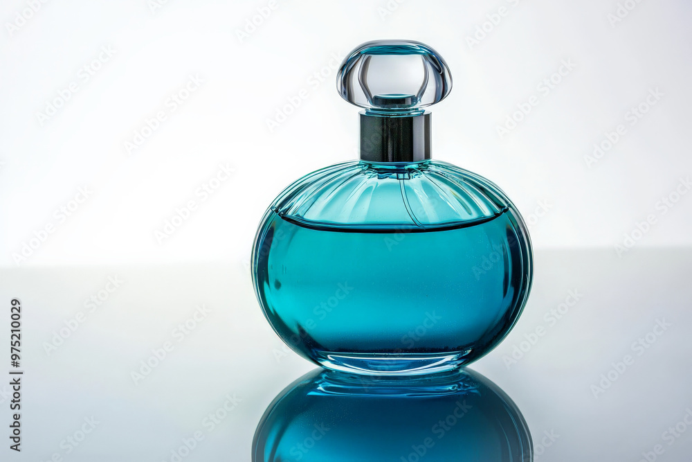 Isolated perfume bottle with reflections on white background, Isolated perfume bottle with reflections on white background,