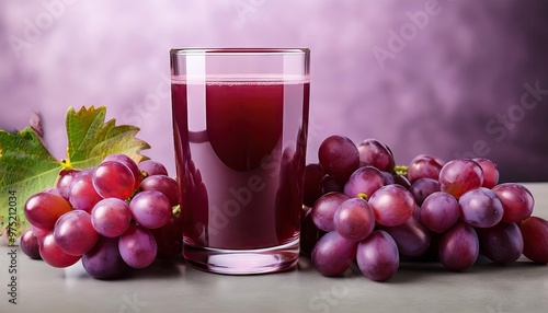 Glass of grape juice with grapes